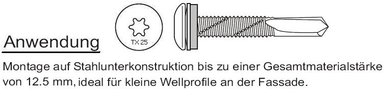 Anwendung Bohrschrauben Torx A2 Edelstahl f&uuml;r Stahlunterkonstruktion