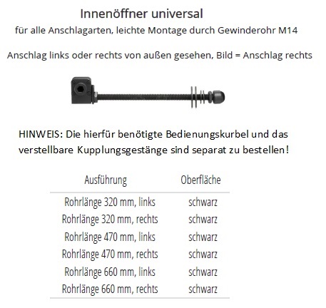 Technische Daten Universal-Innen&ouml;ffner