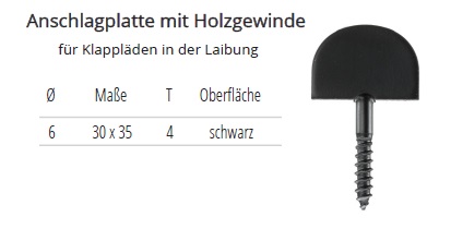 Technische Daten Anschlagplatte mir Holzgewinde