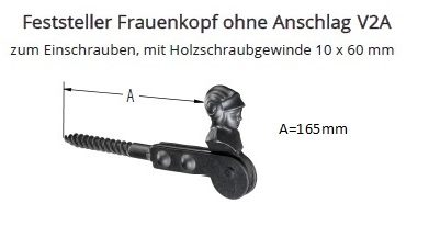 Technische Daten Feststeller Frauenkopf zum Einschrauben