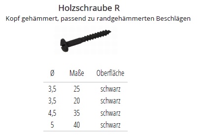 Technische Daten Holzschraube mit Randh&auml;mmerung