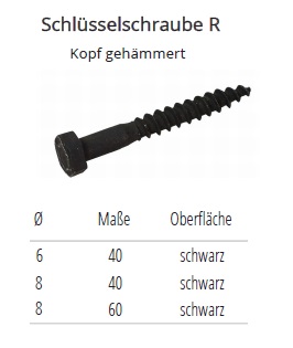 Technische Daten Sechskant-Holzschraube, Kopf geh&auml;mmert