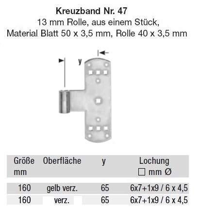 Technische Ma&szlig;e Kreuzband Nr. 47