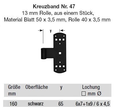 Technische Daten Kreuzband Nr. 47 schwarz