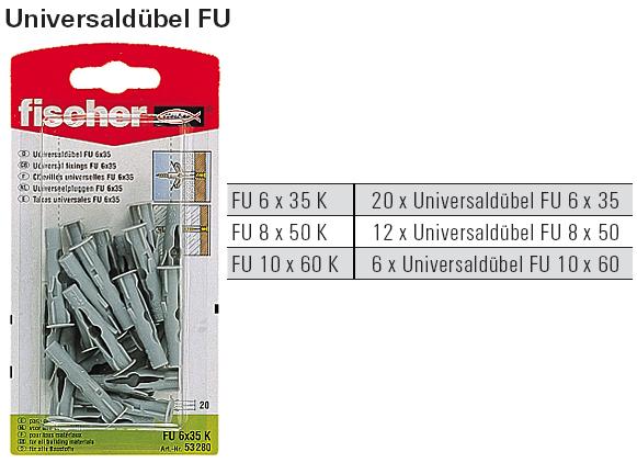 Inhalt und Beschreibung Universald&uuml;bel FU ohne Schraube, SB-verpackt