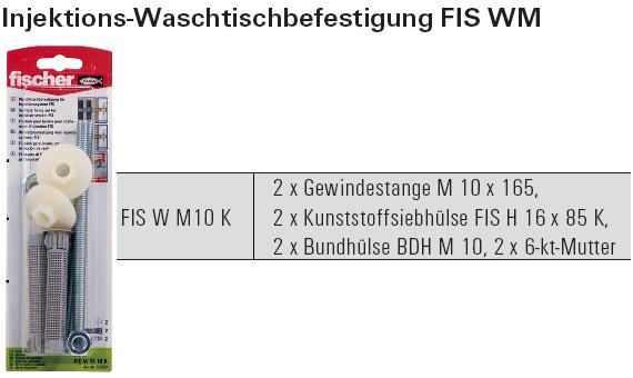 Inhalt und Beschreibung Injektions-Waschtischbefestigung FIS W M 10 K, SB-verpackt