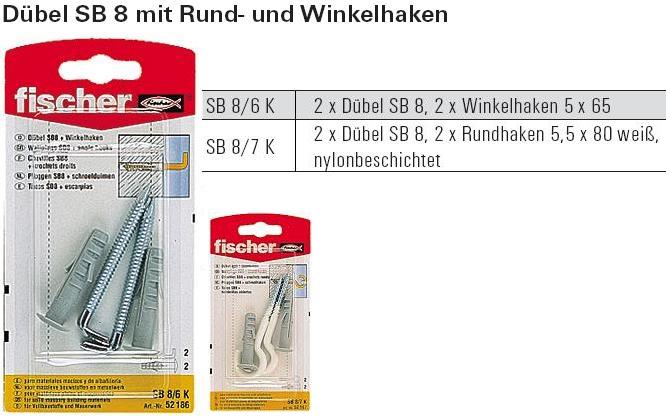 Inhalt und Beschreibung D&uuml;bel SB mit Rund- und Winkelhaken, SB-verpackt