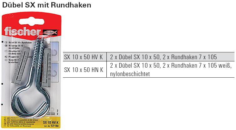 Inhalt und Beschreibung D&uuml;bel SX mit Rundhaken, SB verpackt