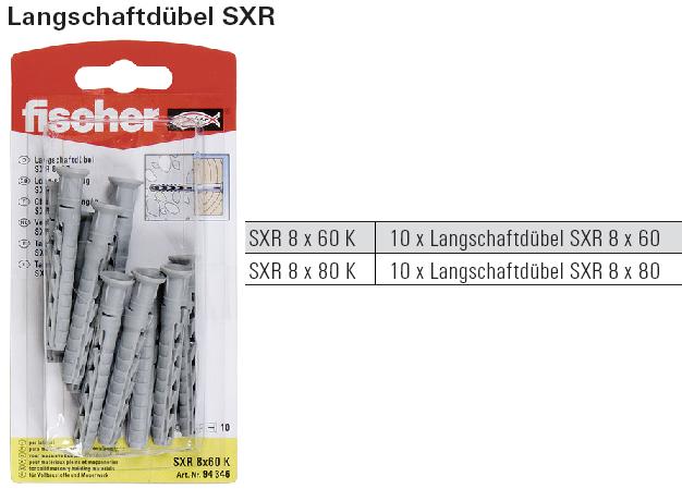 Inhalt und Beschreibung Langschaftd&uuml;bel SXR ohne Schraube, SB-verpackt