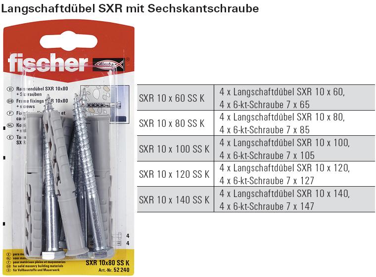 Inhalt und Beschreibung Langschaftd&uuml;bel SXR mit Sechskantschraube, SB-verpackt