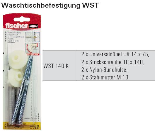 Inhalt und Beschreibung Waschtischbefestigung WST, SB-verpackt