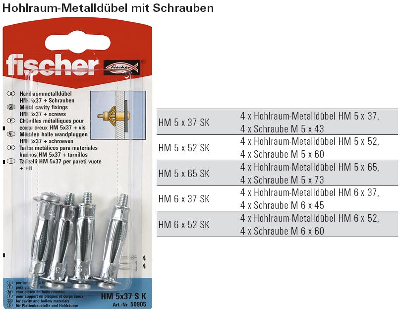 Inhalt und Beschreibung Hohlraum-Metalld&uuml;bel mit Schraube, SB-verpackt