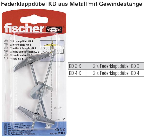 Inhalt und Beschreibung Federklappd&uuml;bel KD aus Metall mit Gewindestange, SB-verpackt