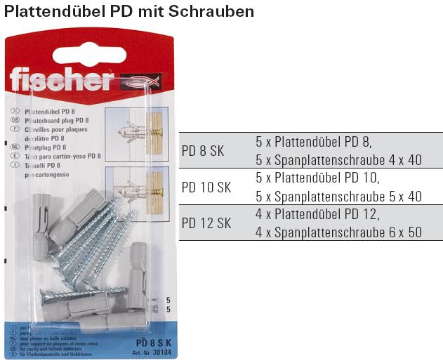 Inhalt und Beschreibung Plattend&uuml;bel PD mit Schraube, SB-verpackt