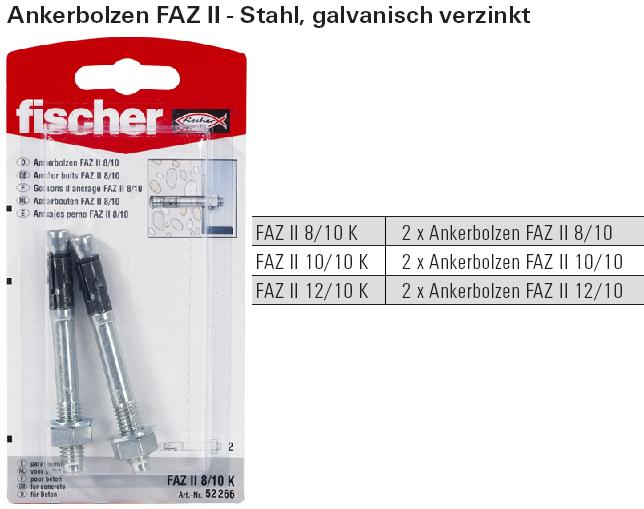Inhalt und Beschreibung Ankerbolzen FAZ II, Stahl galvanisch verzinkt, SB-verpackt