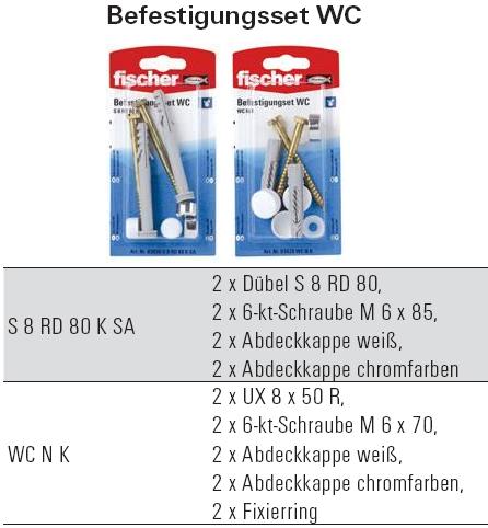 Inhalt und Beschreibung Befestigungsset WC, SB-verpackt