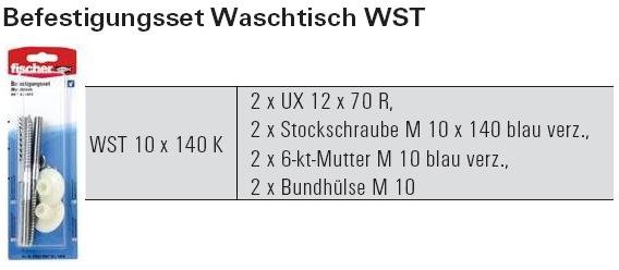 Inhalt und Beschreibung Befestigungsset Waschtisch WST, SB-verpackt