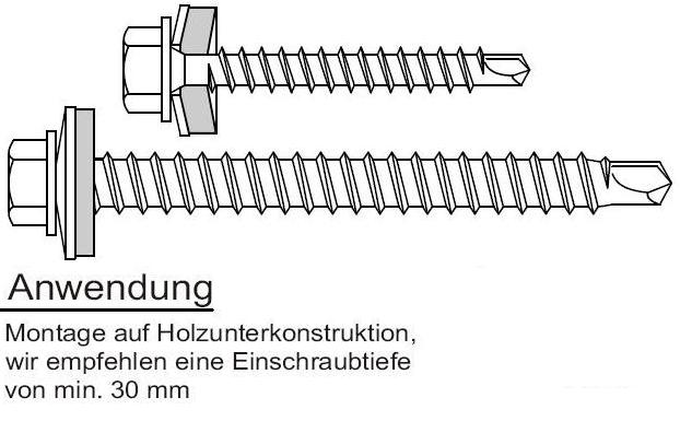 Anwendung Bohrschrauben A2 Edelstahl f&uuml;r Holzunterkonstruktion