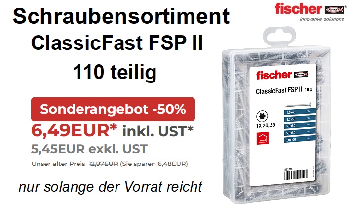Schraubensortiment ClassicFast FSP (Torx) 110 teilig 
