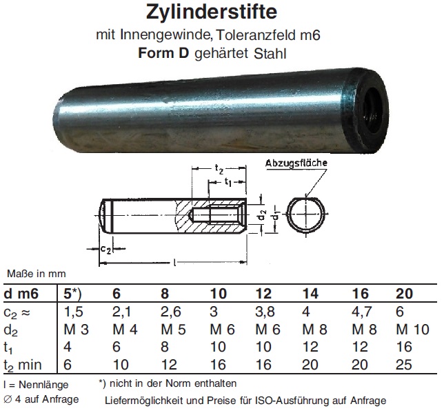 8 Stück Zylinderstift 12x60mm DIN6325 Passstift
