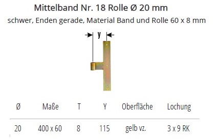 Technische Ma&szlig;e Mittelband Nr. 18 gelb verzinkt