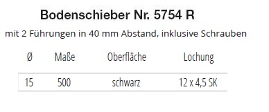 Technische Daten Bodenschieber schwarz