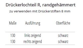 Technische Ma&szlig;e Dr&uuml;ckerlochteil, randgeh&auml;mmert, schwarz