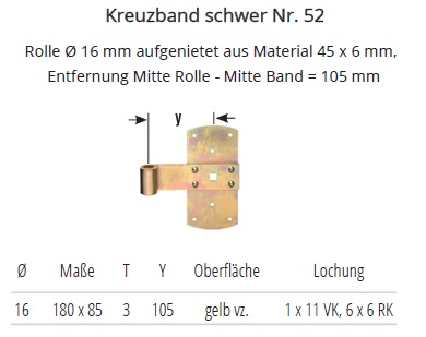 Technische Ma&szlig;e Kreuzband schwer Nr. 52