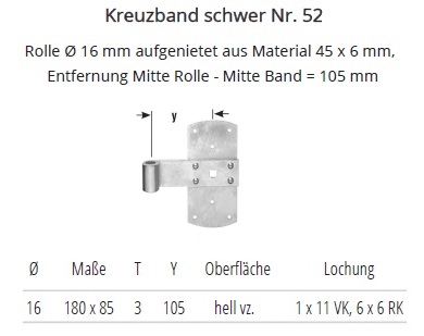 Technische Ma&szlig;e Kreuzband schwer Nr. 52