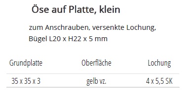 Technische Ma&szlig;e &Ouml;se auf Platte, klein