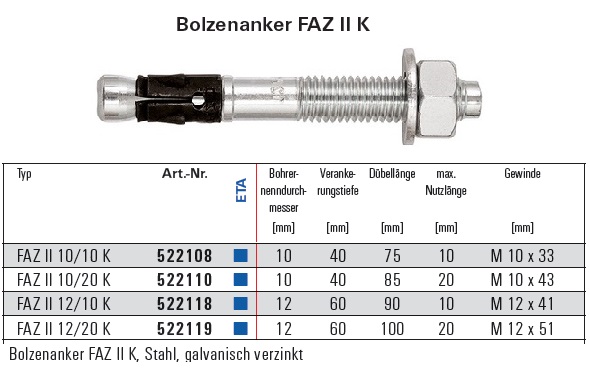 fischer Ankerbolzen FAZ II 20/30 A4 1 Stück 