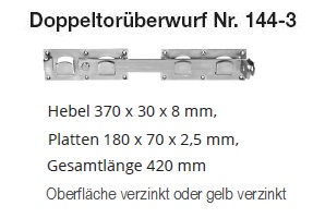 Technische Ma&szlig;e Doppeltor&uuml;berwurf Nr. 144-3