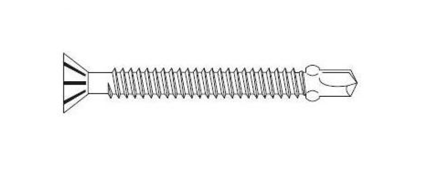 Bohrschrauben mit Rippen-Senkkopf und Raumflügel Bohrleistung 3,5mm A2 Edelstahl