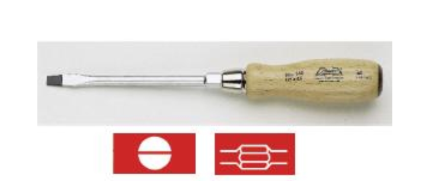 Werkstatt-Schraubendreher mit balligem Holzgriff Schlitz