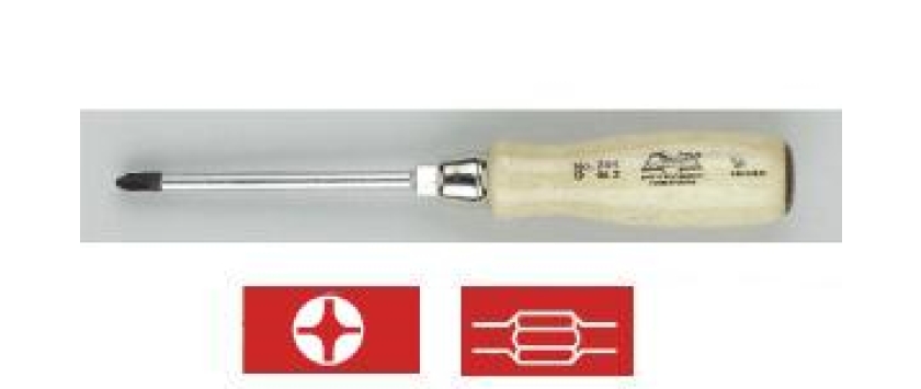 Schraubendreher mit balligem Holzgriff Kreuzschlitz PH