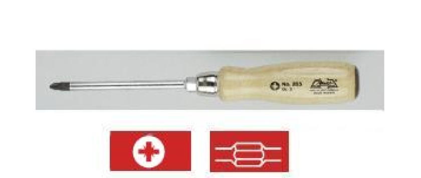 Schraubendreher mit balligem Holzgriff Kreuzschlitz PZ