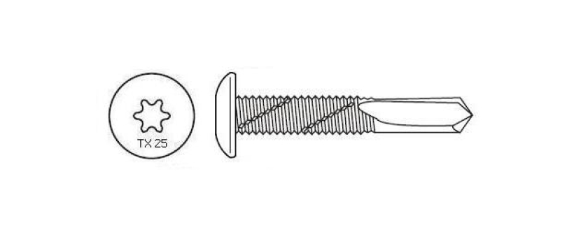 Selbstbohrende Spezialschrauben Torx für Stahl bis 12,5mm ohne Dichtscheibe A2 Edelstahl