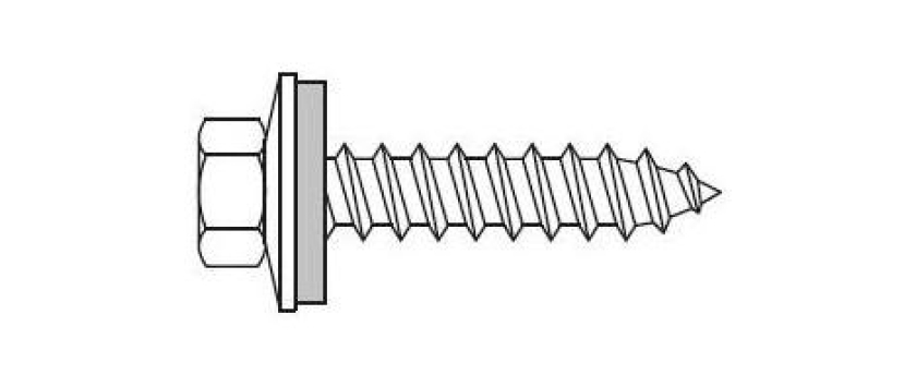 Dachbauschrauben / Fassadenbauschrauben mit Spitze und Dichtscheibe 16mm A2 Edelstahl