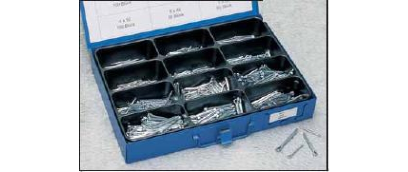 Splinte-Sortiment DIN 94 verzinkt in stabiler Metallbox