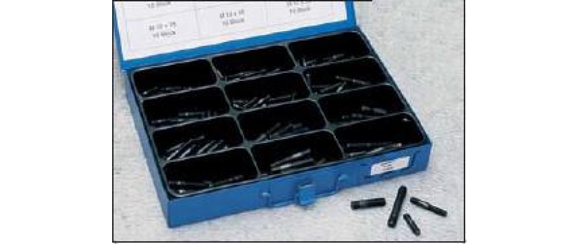 Stiftschrauben-Sortiment DIN 939 blank in stabiler Metallbox