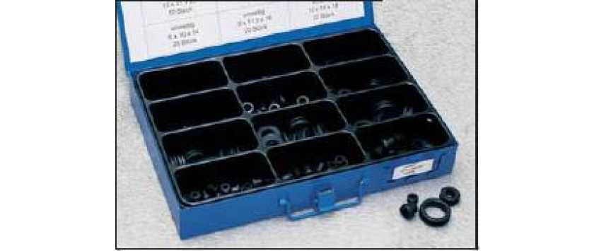 Kabeltüllen-Sortiment Weich-PVC schwarz in stabiler Metallbox