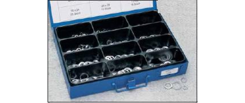 Dichtringe-Sortiment DIN 7603 Aluminium in stabiler Metallbox