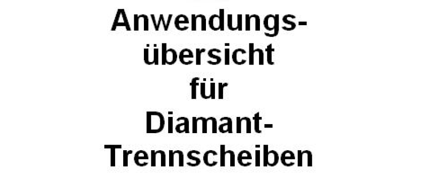 Anwendungsübersicht für Diamant-Trennscheiben