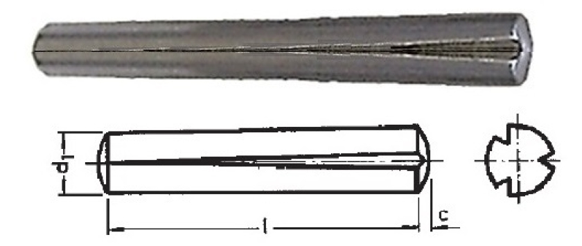Kegelkerbstifte DIN 1471/ ISO 8744 Stahl blank