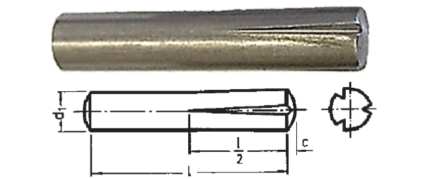 Passkerbstifte DIN 1472 / ISO 8745 Stahl blank