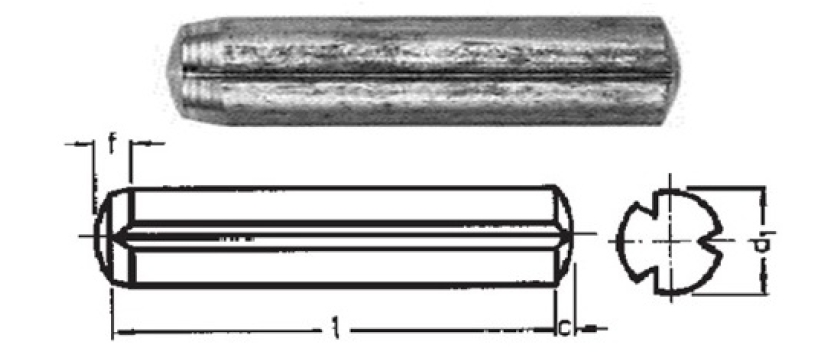 Zylinderkerbstifte DIN 1473 / ISO 8740 Edelstahl A1