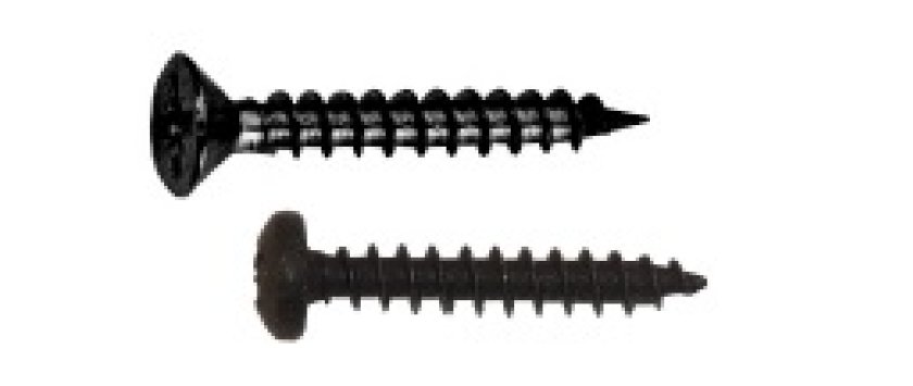 Spanplattenschrauben Halbrundkopf und Senkkopf, schwarz