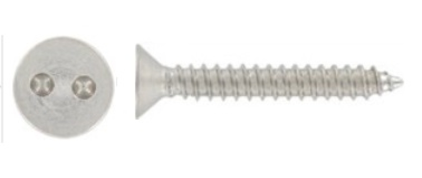 Sicherheitsblechschrauben Senkkopf (Flathead) mit Zweiloch-Antrieb A2 Edelstahl