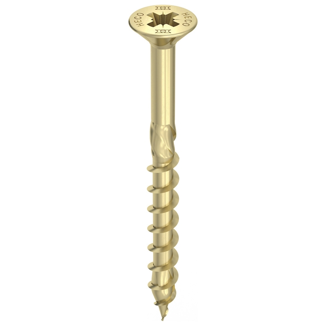 HECO-TOPIX-plus Senkkopf mit Frästaschen, Teilgewinde, Pozi-Drive PZD-2, verzinkt gelb, 4,0x70 - 200 Stück