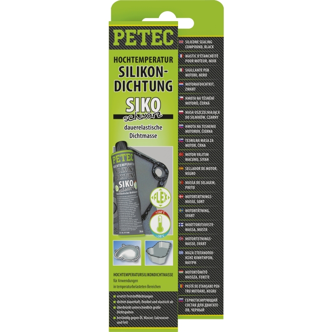PETEC Hochtemperatur-Silikondichtung, SIKO schwarz 70 ml - 1 Stück